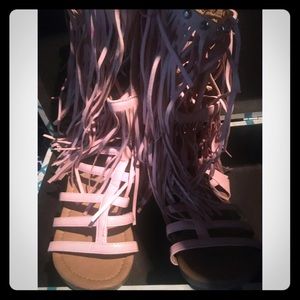 Girl fringe gladiator studded sandals